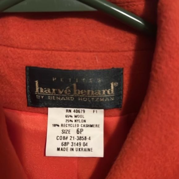 Harvé Benard Wool & Cashmere Coat (Size 6P, Burnt Orange, Made in Ukraine) - Picture 3 of 10